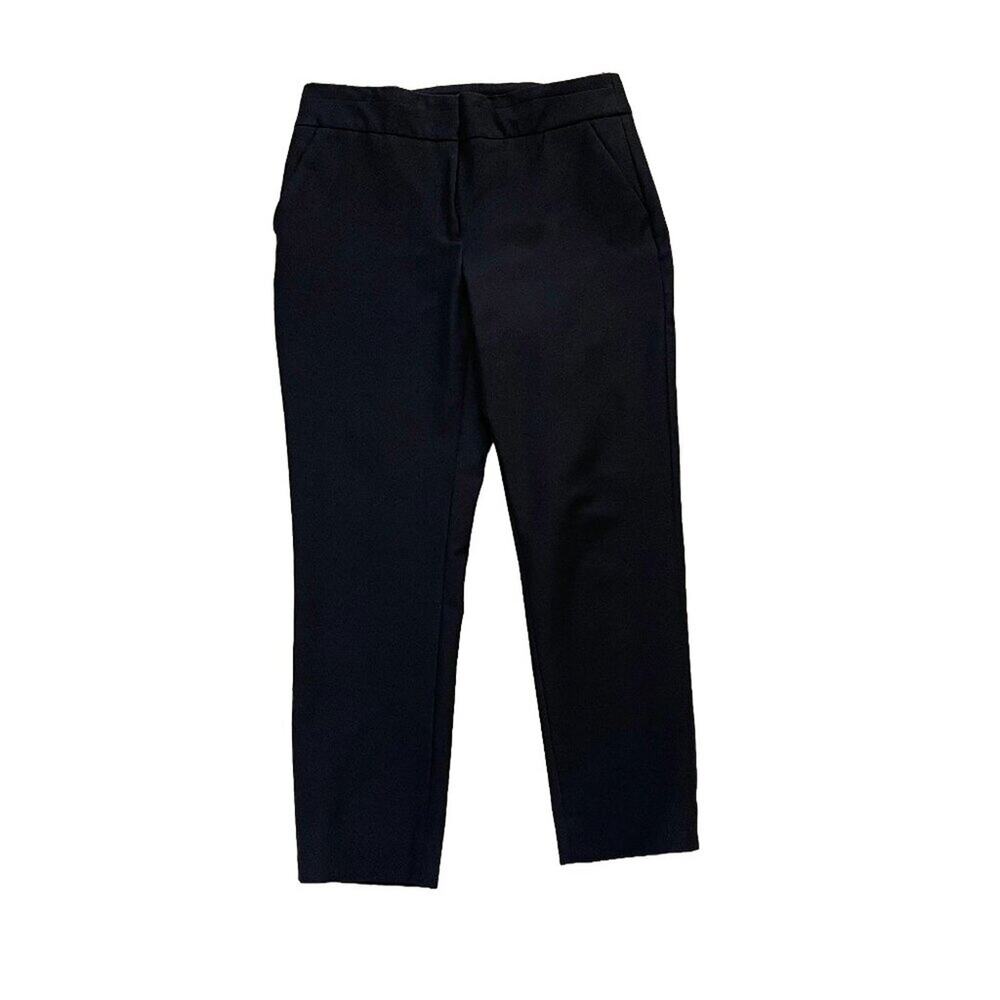 Chico's Cotton Blend Stretch Mid-Rise Black Ankle Pants Flat Front Pockets S/6